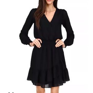 Michael Kors Crossover V Neck Ruffle Hem Dress